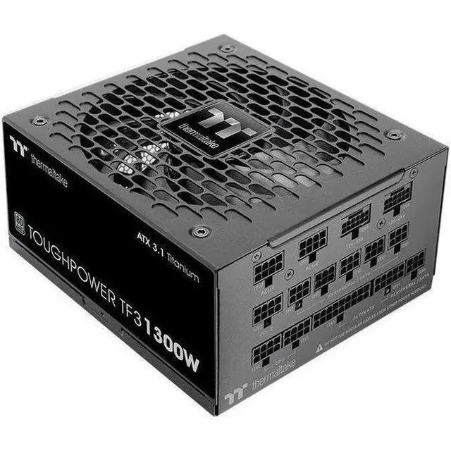 Alt view image 8 of 13 - Thermaltake Toughpower TF3 1300W; 2X Native PCIe 5.1 12V-2x6; Dual-Color H++ Connectors; Etched Flat Cables; Multi/Single Rail OCM Toggle; 100% Japanese Capacitors; 80+ Titanium; PS-TPD-1300FNFATU-1