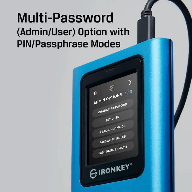 Alt view image 19 of 20 - Kingston IronKey Vault Privacy 80 1.92TB External SSD | FIPS 197 | XTS-AES 256GB Encrypted | Touch Screen PIN | Secure Data Protection | IKVP80ES/1920G