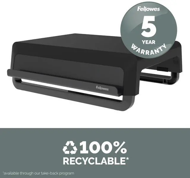 Alt view image 7 of 7 - Fellowes Breyta Ergonomic Height Adjustable Stand for Monitor/Laptop Black