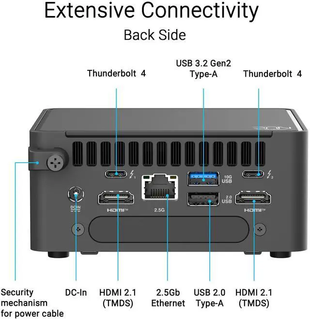 Alt view image 11 of 15 - Asus NUC 15 Pro RNUC15CRHI30000U Black Barebone System