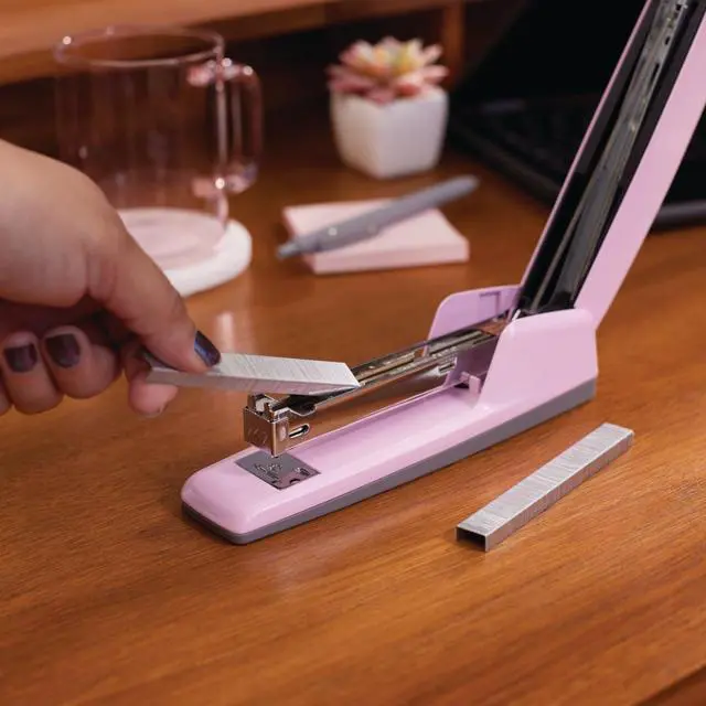 Alt view image 4 of 7 - 747 Business Full Strip Desk Stapler 30 Sheet Capacity Blush Pink S7074740