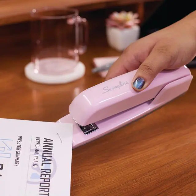 Alt view image 6 of 7 - 747 Business Full Strip Desk Stapler 30 Sheet Capacity Blush Pink S7074740