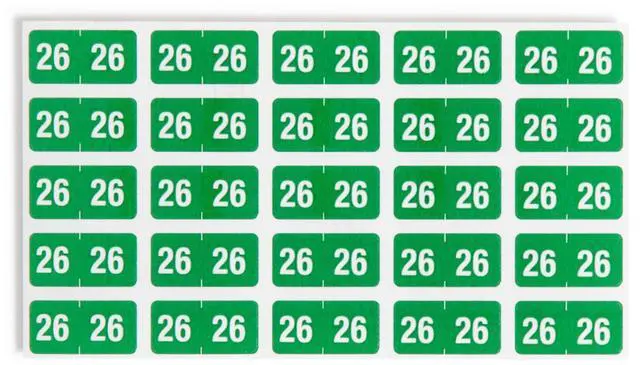 Alt view image 2 of 7 - Yearly End Tab File Folder Labels 0.5 x 1 Green 25/Sheet 10 Sheets/Pack 67926