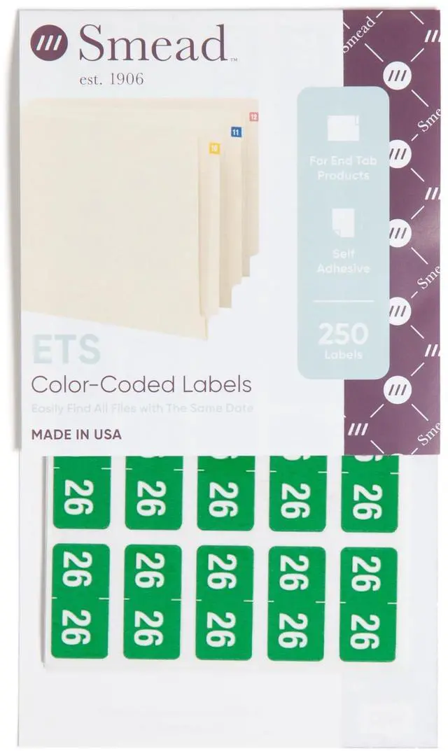 Alt view image 6 of 7 - Yearly End Tab File Folder Labels 0.5 x 1 Green 25/Sheet 10 Sheets/Pack 67926