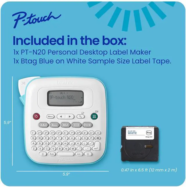 Alt view image 7 of 7 - P-Touch PT-N20 Personal Desktop Label Maker 2 Lines 6 x 6 x 2.9 PTN20