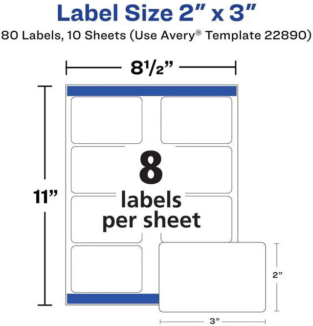 Alt view image 3 of 7 - Avery 22890 Print to the Edge Labels, 2"x3", Glossy White w/Sure Feed Technology