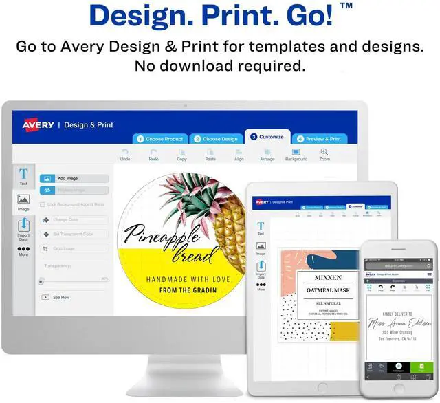 Alt view image 5 of 7 - Avery 22890 Print to the Edge Labels, 2"x3", Glossy White w/Sure Feed Technology