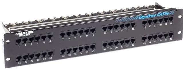 Alt view image 8 of 11 - Black Box GigaBase CAT5e Patch Panel - 2U, Unshielded, 48-Port