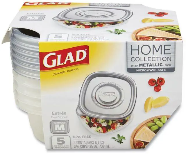 Main image of Glad Home Collection Food Storage Containers with Lids Medium 25oz 5Pk XZA60795