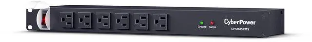 Alt view image 2 of 10 - CyberPower Rackbar Surge Protector w/6-Foot Cord, Black CPS1615RMS