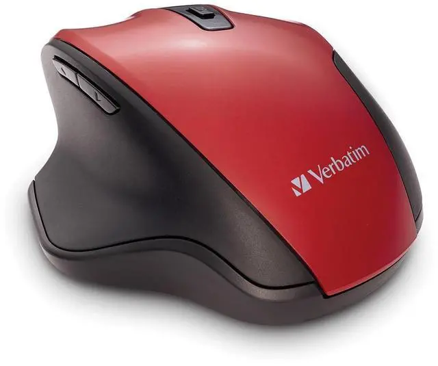 Alt view image 12 of 20 - Verbatim Silent Ergonomic Wireless Blue LED Mouse Red 70243
