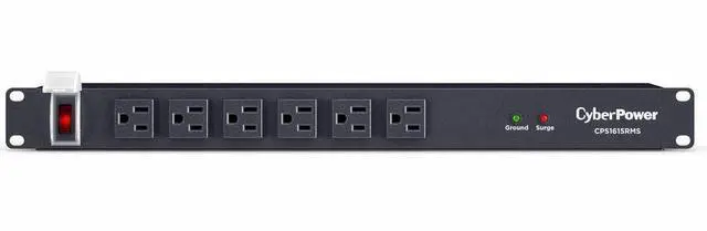 Main image of CyberPower Rackbar Surge Protector w/6-Foot Cord, Black CPS1615RMS
