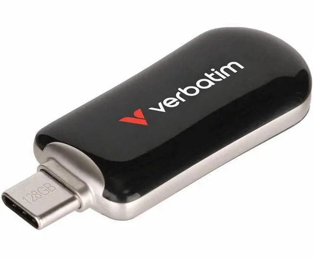 Alt view image 8 of 12 - Verbatim 128GB Plectra USB-C Flash Drive - Black - 128 GB - USB 3.2 (Gen 1) Type C - Black