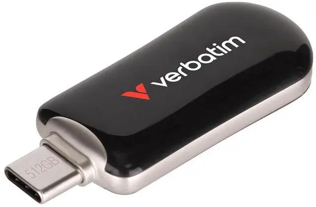 Alt view image 11 of 12 - Verbatim 64GB Plectra USB-C Flash Drive - Black - 64 GB - USB 3.2 (Gen 1) Type C - Black