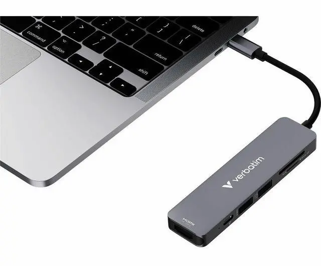 Alt view image 8 of 11 - Verbatim USB-C Essentials Multiport Hub- 6 Ports - for Camera - Charging Capability - Memory Card Reader - SD, microSD - USB Type C - 4K @30Hz - 3840 x 2160 - 3 x USB Ports - 2 x USB Type-A Ports - US