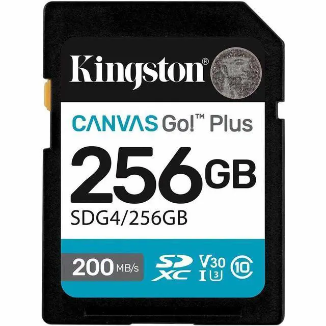 Alt view image 4 of 9 - Kingston Canvas Go! Plus 256 GB Class 10/UHS-I (U3) V30 SDXC - 200 MB/s Read - 160 MB/s Write - Lifetime Warranty