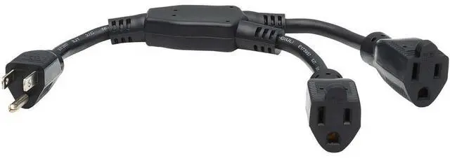 Main image of Tripp Lite 1ft Extension Cord Y Splitter NEMA 5-15P to 2x NEMA 5-15R Black