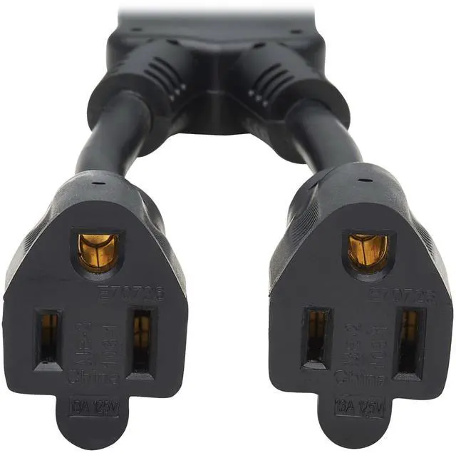 Alt view image 8 of 11 - Tripp Lite 1ft Extension Cord Y Splitter NEMA 5-15P to 2x NEMA 5-15R Black