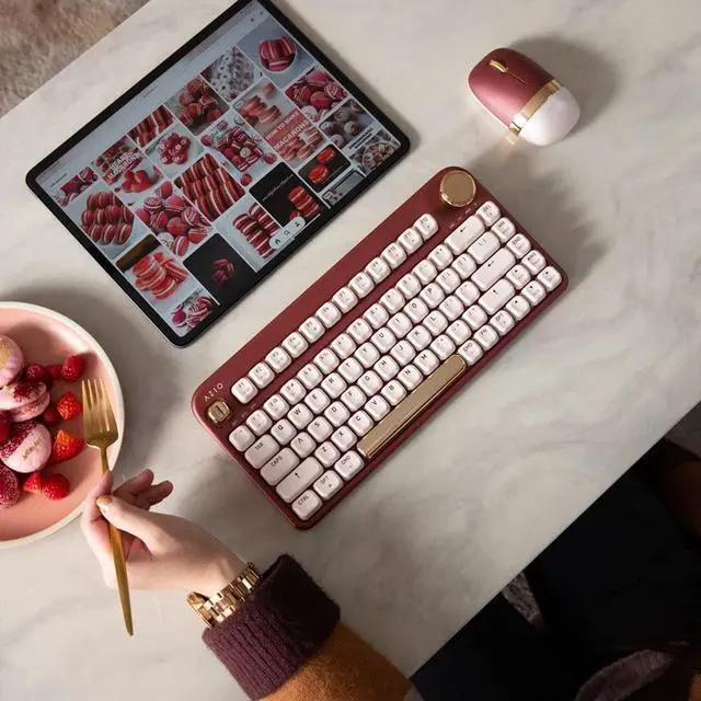 Alt view image 18 of 20 - AZIO IZO Wireless Bluetooth Mechanical Keyboard Baroque Rose