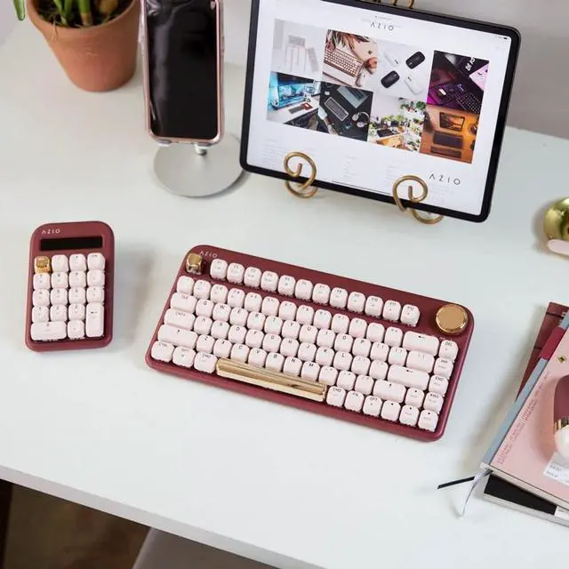 Alt view image 20 of 20 - AZIO IZO Wireless Bluetooth Mechanical Keyboard Baroque Rose