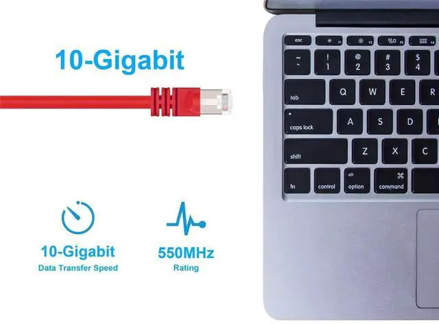 Alt view image 13 of 14 - Monoprice Cat6A Ethernet Patch Cable - 7 Feet - Red | Network Internet Cord - RJ45, 550Mhz, STP, Pure Bare Copper Wire, 10G, 26AWG