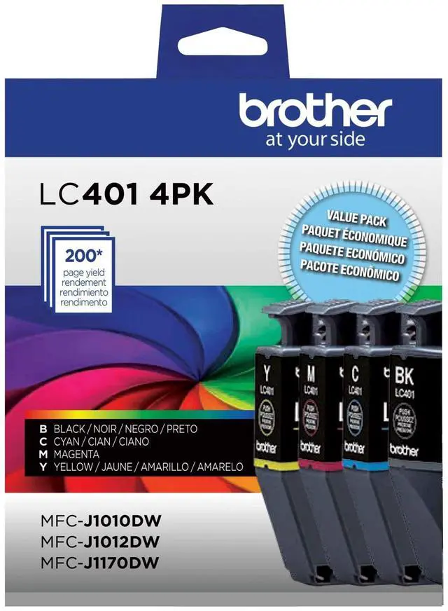 Alt view image 10 of 16 - Brother LC401 Black/Cyan/Magenta/Yellow Standard Yield Ink Cartridges 4/Pack (LC4014PKS)