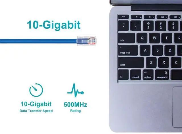 Alt view image 10 of 12 - Monoprice Cat6A Patch Cable - 25 Feet - Blue | 26AWG, 10G, Bare Copper conductor, Gold Plated Copper Connector, RJ45, Non-booted Ethernet Cable