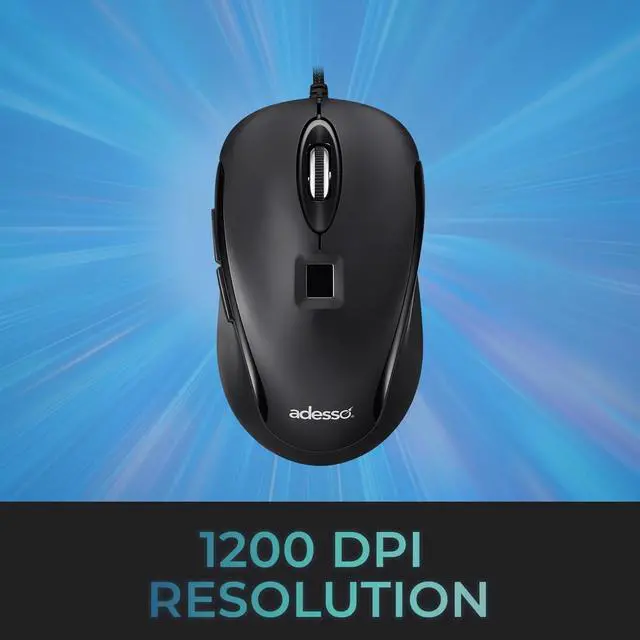 Alt view image 15 of 15 - Adesso iMouse F1 Wired USB Mouse with Fingerprint Reader TAA Compliant IMOUSEF1