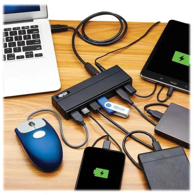 Alt view image 3 of 7 - Tripp Lite 7-Port USB-A 3.2 Gen 1 International Adapters Mini Hub U360007INT