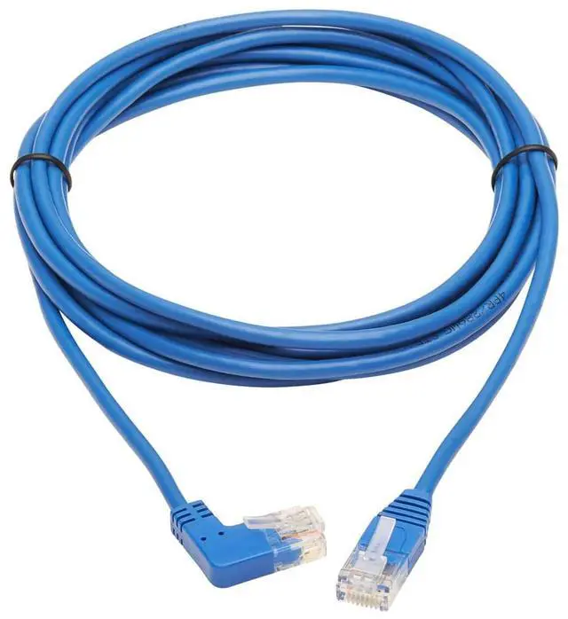 Alt view image 6 of 14 - TRIPP LITE N204-S10-BL-RA 10 ft. Cat 6 Blue Right-Angle Gigabit Molded Slim UTP Ethernet Cable (RJ45 Right-Angle M to RJ45 M)