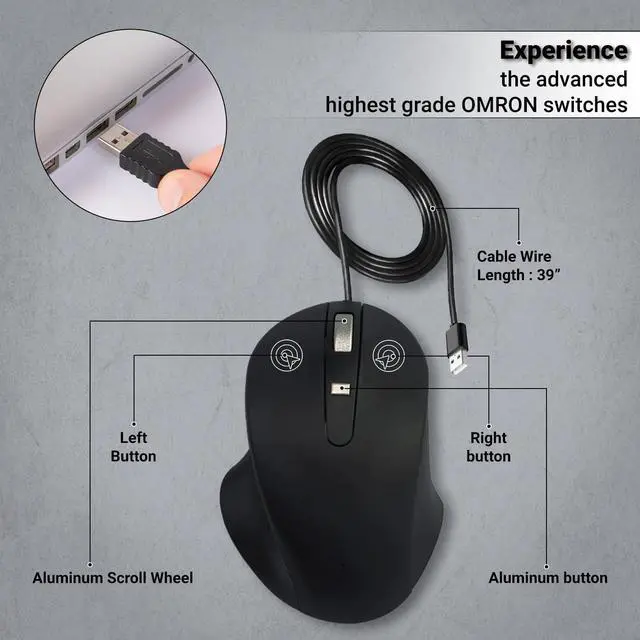 Alt view image 6 of 7 - Matias USB-A Wired Pbt Mouse Black