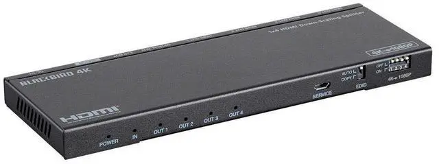 Alt view image 17 of 19 - Monoprice Blackbird 4K 1x4 HDMI Splitter, Supports HDMI 2.0, HDCP 2.2, 4K@60Hz, YCbCr 4:4:4, Featuring 4K to 1080p Downscaling