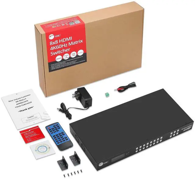 Alt view image 15 of 16 - SIIG 8x8 HDMI 4K60Hz Matrix Switcher with LCD 18Gbps Downscaling EDID Management ARC Audio Embedded/Extraction 
Bulk Pack
