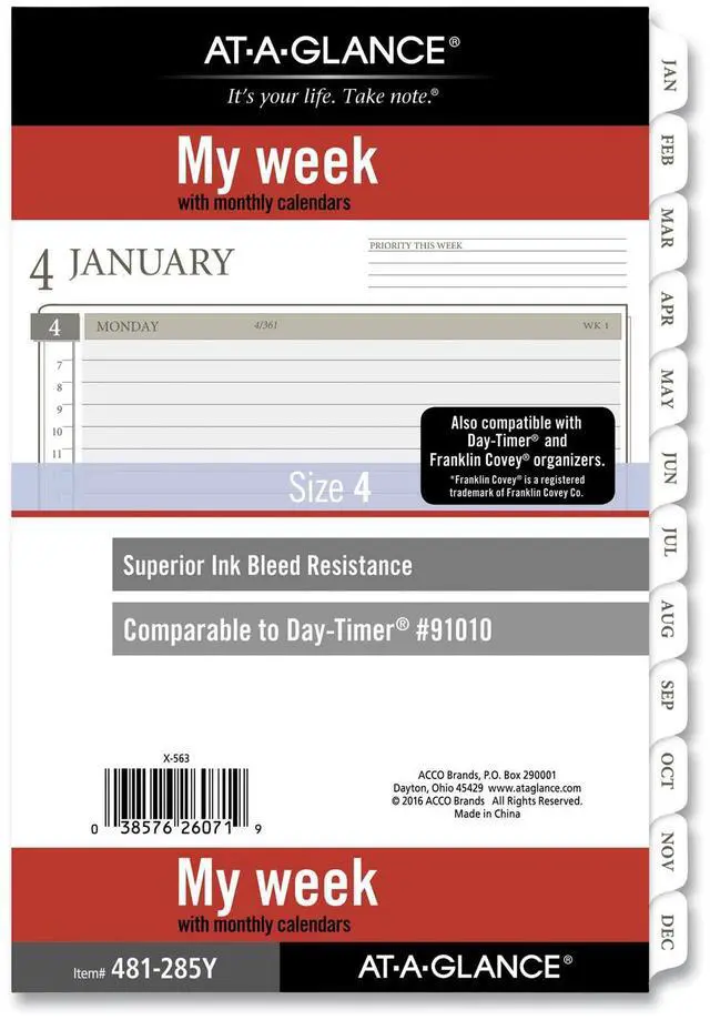 Main image of AT-A-GLANCE® 2026 Weekly Monthly Planner Refill, Loose-Leaf, Desk Size, 5 1/2" x 8 1/2"