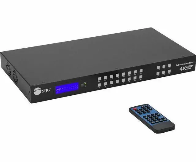 Alt view image 3 of 16 - SIIG 8x8 HDMI 4K60Hz Matrix Switcher with LCD 18Gbps Downscaling EDID Management ARC Audio Embedded/Extraction 
Bulk Pack
