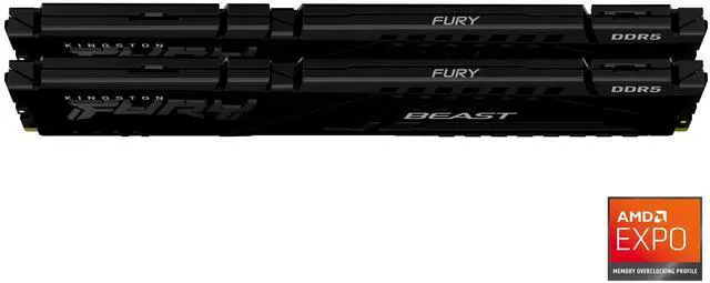 Alt view image 7 of 12 - Kingston FURY Beast RAM Module - For Motherboard - 64 GB (2 x 32GB) - DDR5-5200/PC5-41600 DDR5 SDRAM - 5200 MHz Single-rank Memory - CL40 - 1.25 V - Non-ECC - Unbuffered - 288-pin - DIMM - Lifetime Wa