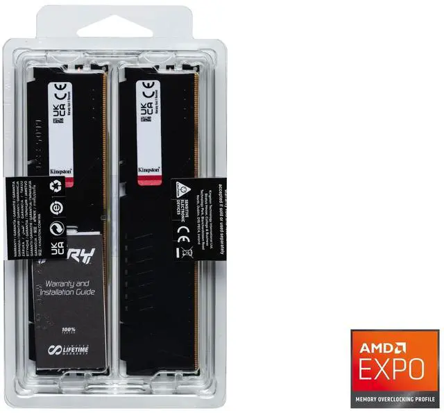 Alt view image 11 of 11 - Kingston FURY Beast RAM Module - For Motherboard - 64 GB (2 x 32GB) - DDR5-5600/PC5-44800 DDR5 SDRAM - 5600 MHz Single-rank Memory - CL36 - 1.25 V - Non-ECC - Unbuffered - 288-pin - DIMM - Lifetime Wa