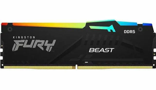 Alt view image 2 of 6 - Kingston FURY Beast RAM Module - For Motherboard - 32 GB (1 x 32GB) - RGB - DDR5-6000/PC5-48000 DDR5 SDRAM - 6000 MHz Single-rank Memory - CL36 - 1.35 V - Non-ECC - Unbuffered - 288-pin - DIMM - Lifet
