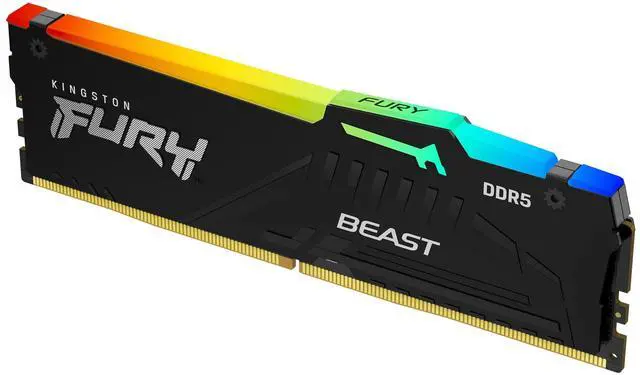 Alt view image 3 of 6 - Kingston FURY Beast RAM Module - For Motherboard - 32 GB (1 x 32GB) - RGB - DDR5-6000/PC5-48000 DDR5 SDRAM - 6000 MHz Single-rank Memory - CL36 - 1.35 V - Non-ECC - Unbuffered - 288-pin - DIMM - Lifet