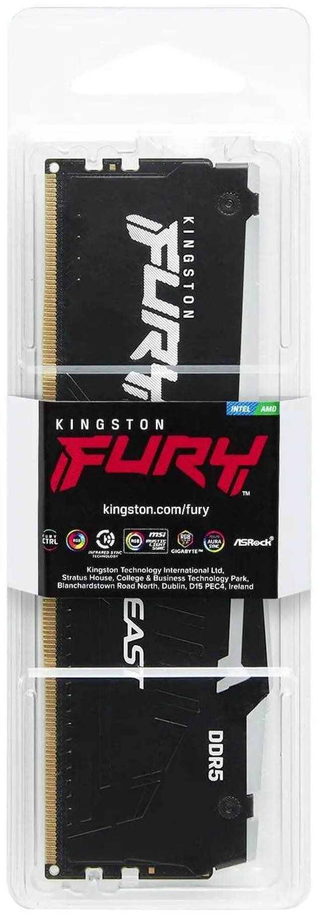 Alt view image 5 of 6 - Kingston FURY Beast RAM Module - For Motherboard - 32 GB (1 x 32GB) - RGB - DDR5-6000/PC5-48000 DDR5 SDRAM - 6000 MHz Single-rank Memory - CL36 - 1.35 V - Non-ECC - Unbuffered - 288-pin - DIMM - Lifet