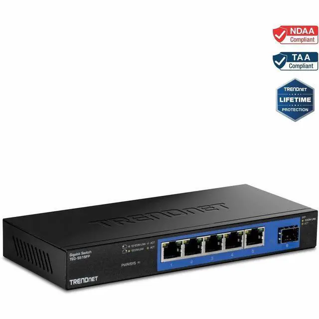 Alt view image 11 of 16 - TRENDNET INC TEG-S51SFP REAR PORT 4-PORT GIGABIT SWITCH WITH SFP SLOT (METAL),LIMITED LIFETIME WARRANTY