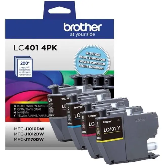 Alt view image 14 of 16 - Brother LC401 Black/Cyan/Magenta/Yellow Standard Yield Ink Cartridges 4/Pack (LC4014PKS)