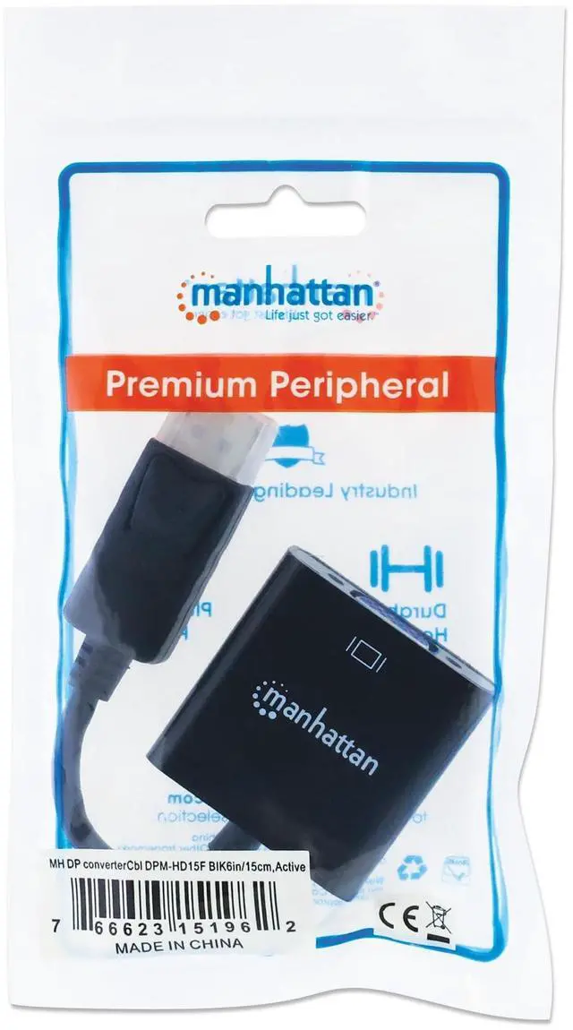 Alt view image 18 of 18 - Manhattan DisplayPort to VGA Converter Cable - DisplayPort/VGA for Monitor, Video Device, Projector, Notebook, Desktop Computer - 1.35 GB/s - 5.91" - 1 x DisplayPort Male Digital Video - 1 x HD-15 Fem