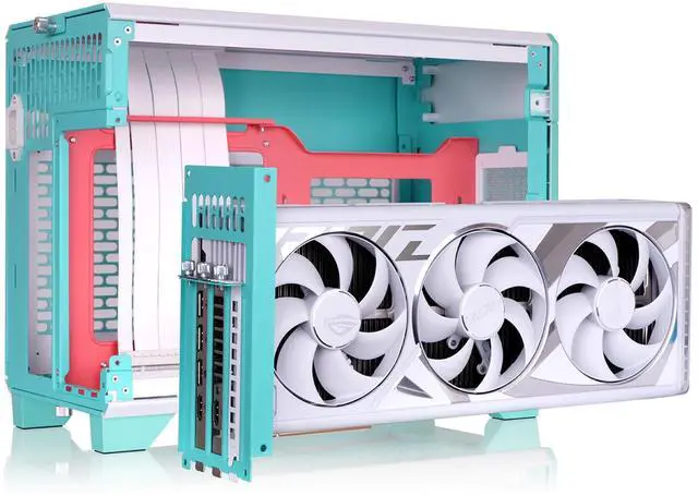 Alt view image 15 of 18 - Thermaltake TR100 SFF Chassis; mITX Support; 18.9 Liters; PCIe 4.0 Riser Cable Included; 360mm GPU Clearance; 280mm Radiator Support; Removable PCIe Bracket; Mint Strawberry; CA-11A-00SLNN-00