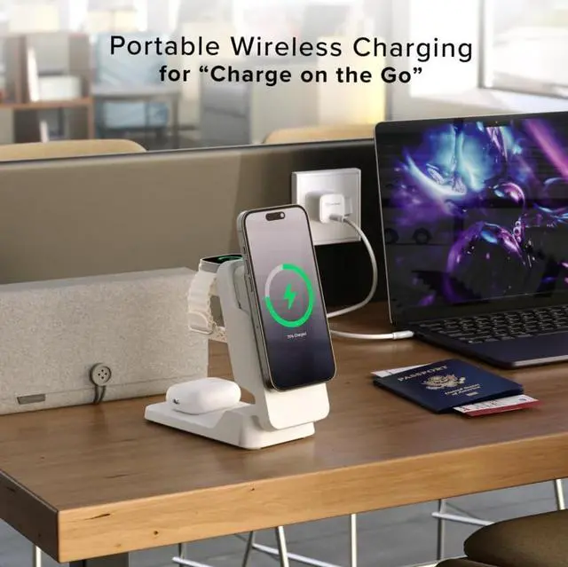 Alt view image 5 of 7 - ALOGIC MATRIX ULTIMATE 3-IN-1 WIRELESS CHARGER WITH 5,000MAH MAGSAFE POWER BANK,
