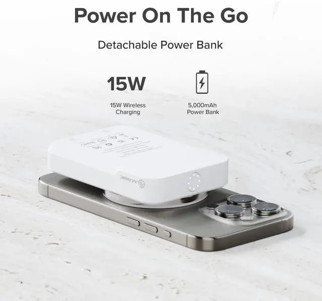Alt view image 6 of 7 - ALOGIC MATRIX ULTIMATE 3-IN-1 WIRELESS CHARGER WITH 5,000MAH MAGSAFE POWER BANK,