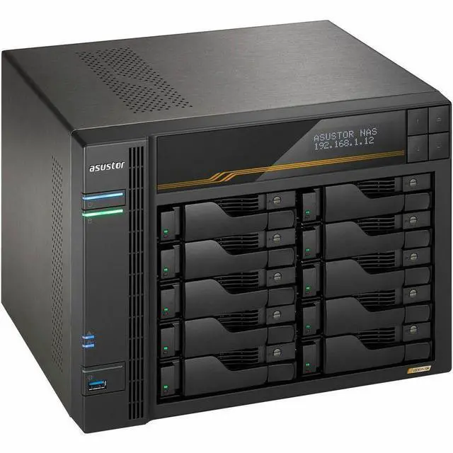 Alt view image 7 of 8 - Asustor Lockerstor 10 Gen3 AS6810T 10 Bay NAS, Quad-Core 2.3GHz CPU, Dual USB 4 Ports, Dual 10GbE Ports, Dual 5GbE Ports, 16G ECC RAM DDR5, Four M.2 SSD Slots (Diskless)