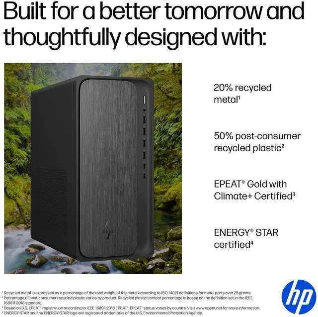 Alt view image 9 of 10 - HP OmniDesk M02-0340 Desktop Computer, AMD Ryzen 7 8700G 4.2GHz, 16GB RAM, 512GB SSD, Windows 11 Home, Gray Wood/Jack Black
