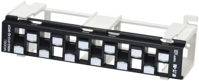 Alt view image 7 of 10 - Eaton Tripp Lite Series 12-Port Wall-Mount Patch Panel for UTP Keystone Jacks, Offset Ports, TAA - 12 Port(s) - 12 x RJ-45 - Category 5, Category 5e, Category 6, Category 6a - Twisted Pair - Black - W