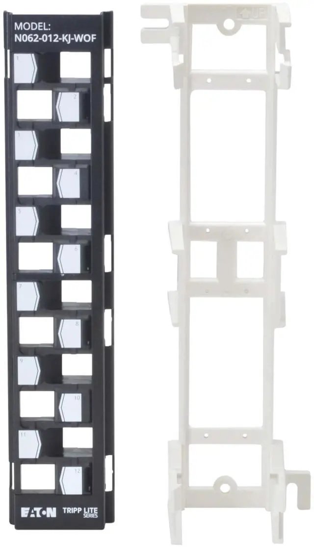 Alt view image 8 of 10 - Eaton Tripp Lite Series 12-Port Wall-Mount Patch Panel for UTP Keystone Jacks, Offset Ports, TAA - 12 Port(s) - 12 x RJ-45 - Category 5, Category 5e, Category 6, Category 6a - Twisted Pair - Black - W